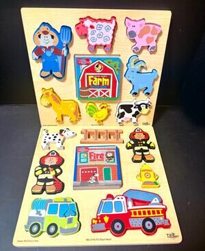 T.S. Shure, Chunky World Farm & Fire Department themes puzzle & books